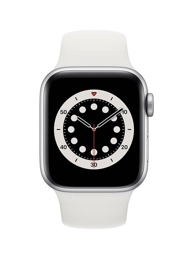 Apple Watch Series 6 GPS + Cellular Silver Aluminium Case With Sport Band 40mm White - Image 1