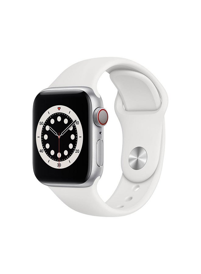Apple Watch Series 6 GPS + Cellular Silver Aluminium Case With Sport Band 40mm White - Image 2