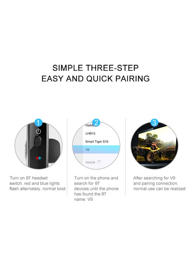 Generic V9 Bluetooth In-Ear Headset Black  - Image 3