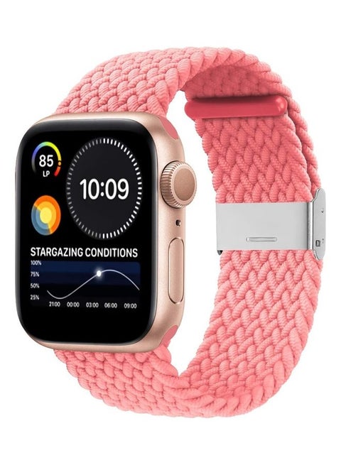 Replacement Adjustable Braided Sport Apple Watch Band for 45/44/42mm Pink