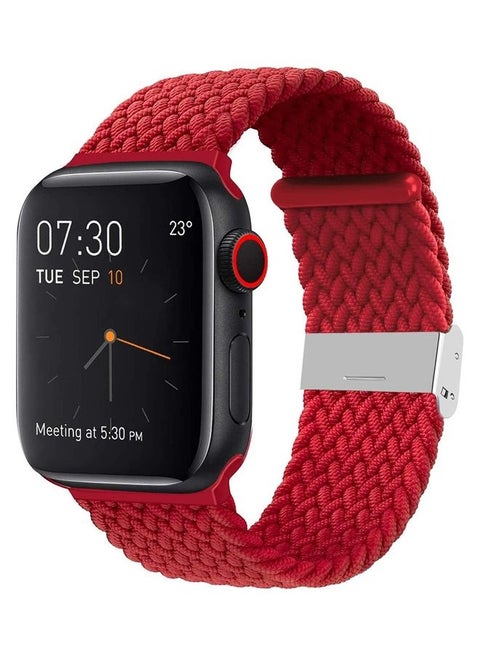 Replacement Adjustable Braided Sport Apple Watch Band for 45/44/42mm Red