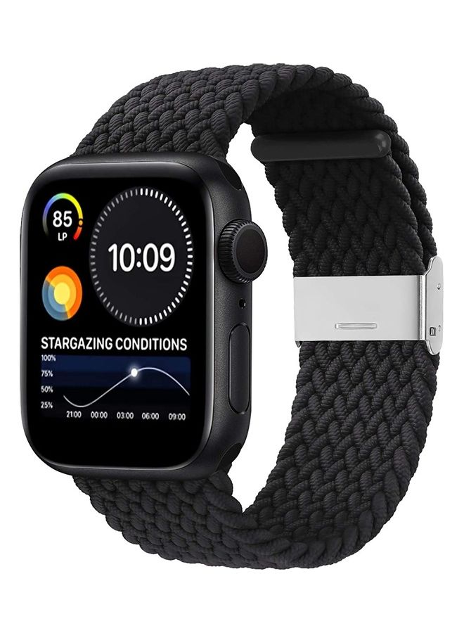 Foxcon - Replacement Adjustable Braided Sport Apple Watch Band for 45/44/42mm Black - Image 1