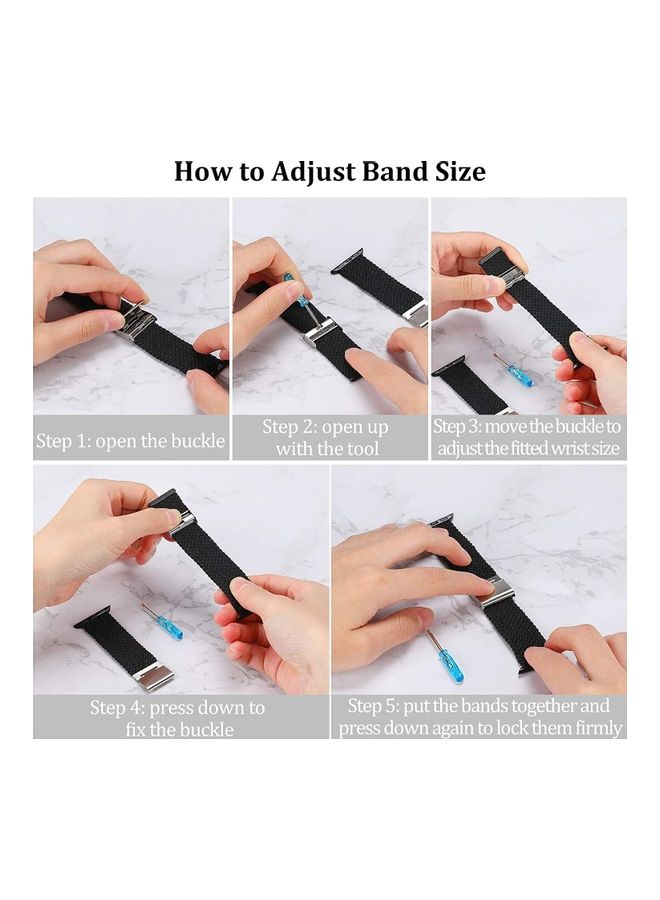 Foxcon - Replacement Adjustable Braided Sport Apple Watch Band for 45/44/42mm Black - Image 1