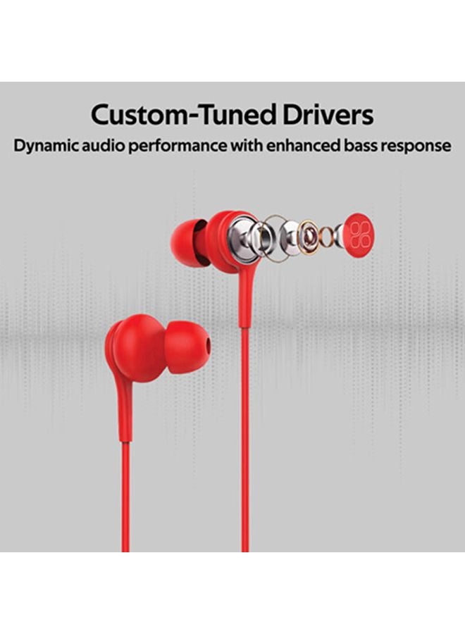 PROMATE - Universal Dynamic Hi-Res Noise Isolating Wired Earphones with Built-In Mic, Remote Control, HD Sound Quality and 1.2m Tangle-Free Cord For Smartphones, Tablets, Pc, MP3 Player, Duet Red - Image 1