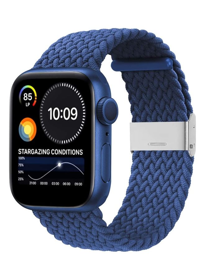 Foxcon - Replacement Adjustable Braided Sport Apple Watch Band for 45/44/42mm Blue - Image 1