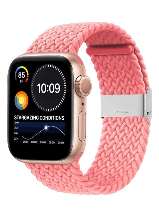 Foxcon - Replacement Adjustable Braided Sport Apple Watch Band for 45/44/42mm Pink punch - Image 1