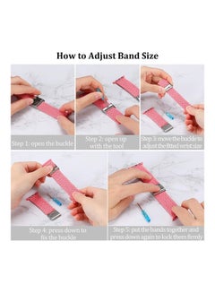 Foxcon Replacement Adjustable Braided Sport Apple Watch Band for 45/44/42mm Pink punch  - Image 2