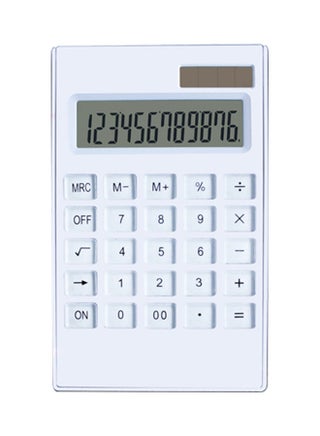 Ultra Thin Dual Powered Solar & Battery 12 Digits Display Calculator White - v1617277665/N46007809A_1