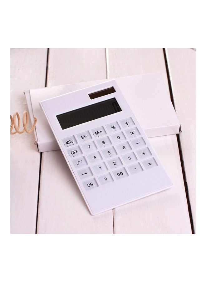 Ultra Thin Dual Powered Solar & Battery 12 Digits Display Calculator White
