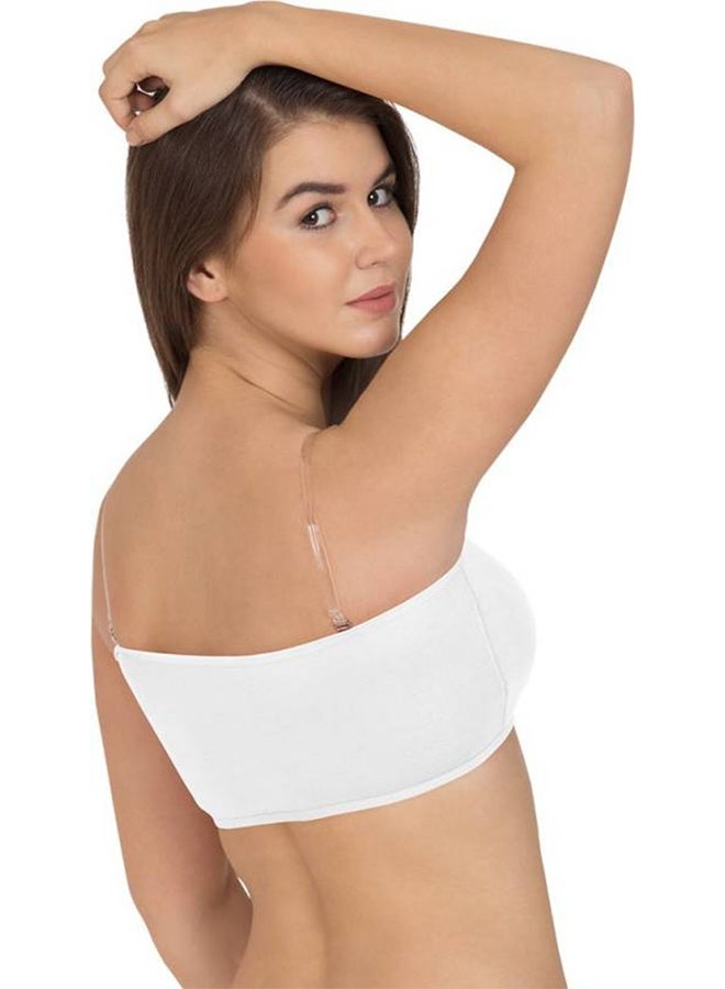 Cotton Padded Seamless Strapless Multi-Way Tube Bra With Removable Straps Pads White  - Image 2