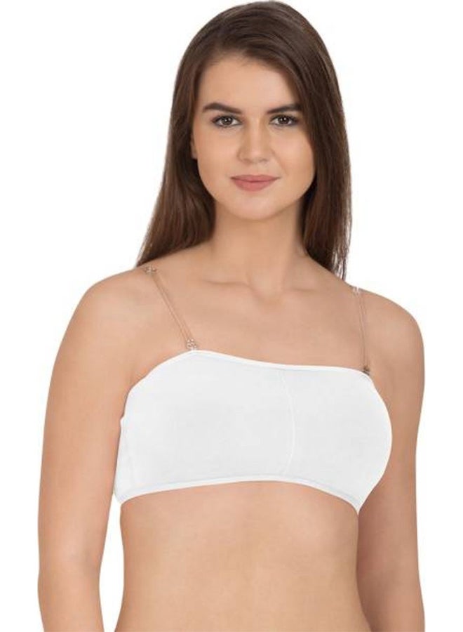 Cotton Padded Seamless Strapless Multi-Way Tube Bra With Removable Straps Pads White  - Image 1