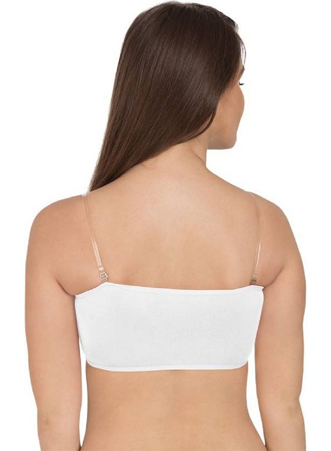 Cotton Padded Seamless Strapless Multi-Way Tube Bra With Removable Straps Pads White  - Image 3