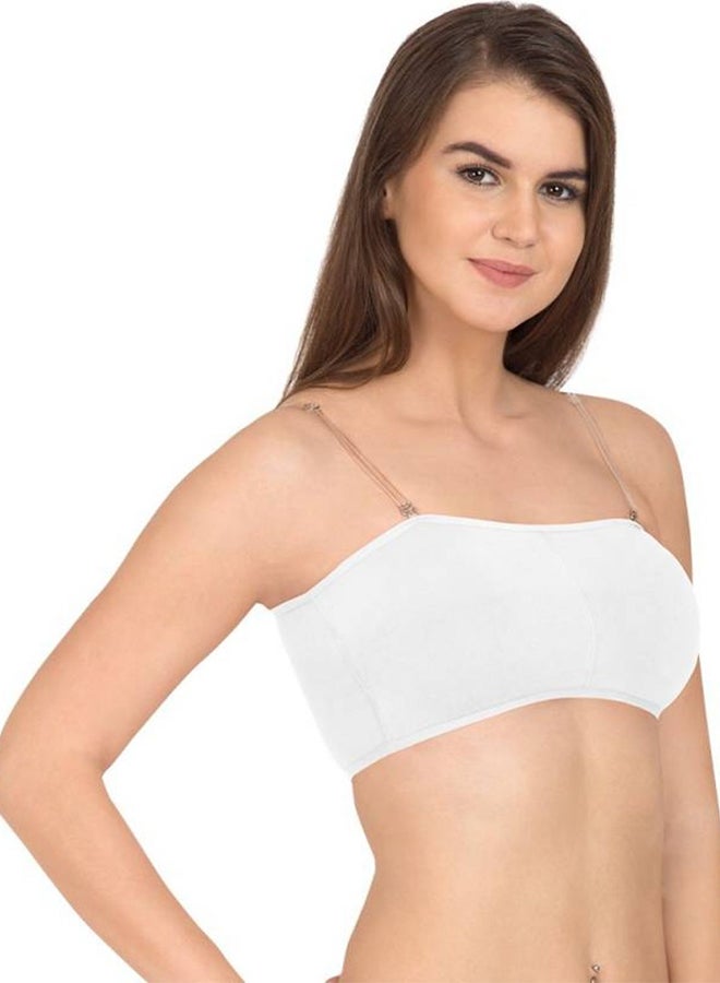Cotton Padded Seamless Strapless Multi-Way Tube Bra With Removable Straps Pads White  - Image 4