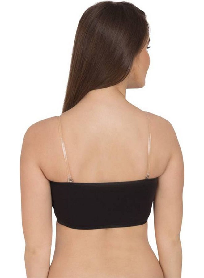 Cotton Padded Seamless Strapless Multi-Way Tube Bra With Removable Straps Pads Black  - Image 3