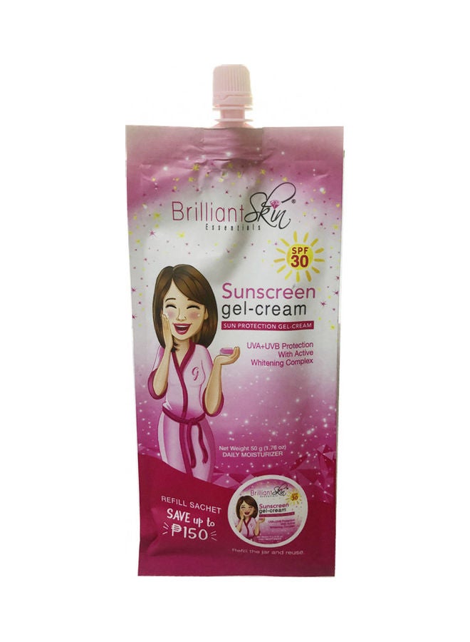 بريليانت سكين كريم جل للوقاية من الشمس بعامل حماية من الشمس SPF30، وردي، 50 جرامًا وردي 50جرام  - Image 1