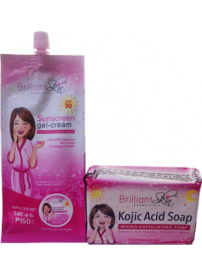 Set of SPF30 Suncream & Kojic Acid Soap Pink 155grams - Image 1