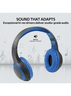 PROMATE Bluetooth Headphone, Over-Ear Deep Bass Wired/Wireless Headphone with Long Playtime, Hi-Fi Sound, Built-In Mic, On-Ear Controls, Soft Earpads, MicroSD Card Slot and AUX Port For iPhone, Samsung, iPad Pro, LaBoca Black/Blue  - Image 2