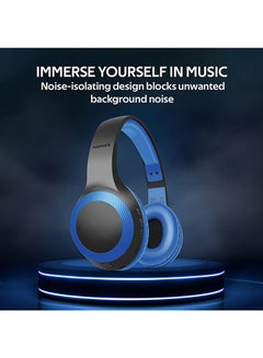 PROMATE Bluetooth Headphone, Over-Ear Deep Bass Wired/Wireless Headphone with Long Playtime, Hi-Fi Sound, Built-In Mic, On-Ear Controls, Soft Earpads, MicroSD Card Slot and AUX Port For iPhone, Samsung, iPad Pro, LaBoca Black/Blue  - Image 5