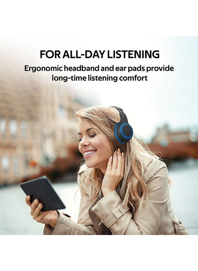 PROMATE - Bluetooth Headphone, Over-Ear Deep Bass Wired/Wireless Headphone with Long Playtime, Hi-Fi Sound, Built-In Mic, On-Ear Controls, Soft Earpads, MicroSD Card Slot and AUX Port For iPhone, Samsung, iPad Pro, LaBoca Black/Blue - Image 1