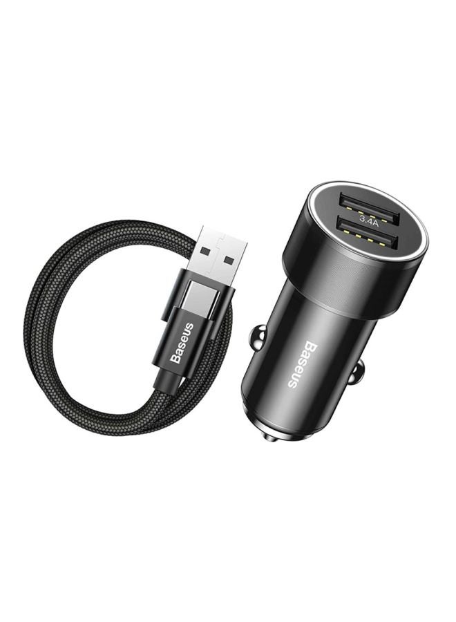 Baseus Dual-USB Car Phone Charger With Data Sync Charging Cable - Image 1