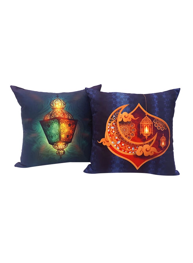 ألوان مجموعة غطاء وسادة زينة تحمل عبارة "رمضان كريم" - 2 قطعة متعدد الألوان 40 x 40سم - Image 1