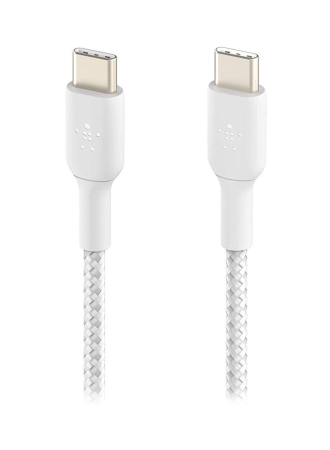 كابل مضفر من منفذ  USB-C إلى منفذ USB-C من بيلكين (كابل شحن سريع بمنفذ USB من نوع C لأجهزة سامسونج، وبكسل، وآي باد برو، وغير ذلك المزيد) - بطول 1 متر، بلون أبيض أبيض - v1617282861/N36748435A_2