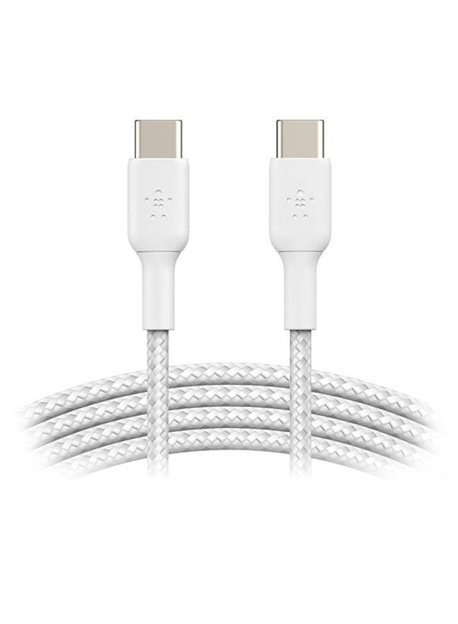 كابل مضفر من منفذ  USB-C إلى منفذ USB-C من بيلكين (كابل شحن سريع بمنفذ USB من نوع C لأجهزة سامسونج، وبكسل، وآي باد برو، وغير ذلك المزيد) - بطول 1 متر، بلون أبيض أبيض - v1617282861/N36748435A_3