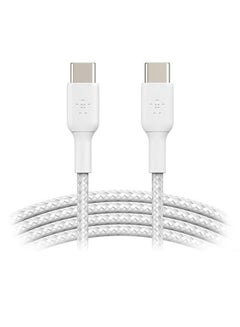 belkin Belkin Braided USB-C to USB-C Cable (USB Type-C Fast Charge Cable for Samsung, Pixel, iPad Pro and More) - 1m,White White  - Image 3