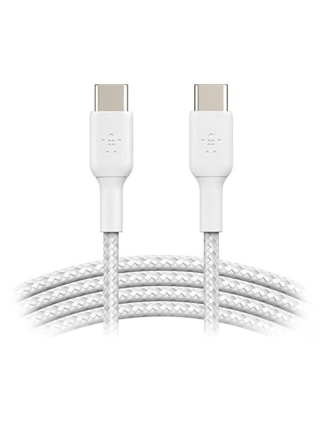 belkin Belkin Braided USB-C to USB-C Cable (USB Type-C Fast Charge Cable for Samsung, Pixel, iPad Pro and More) - 1m,White White  - Image 3