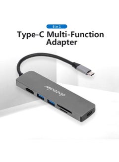 docooler 6-In-1 Type-C To USB 3.0 Charging Hub Grey  - Image 3