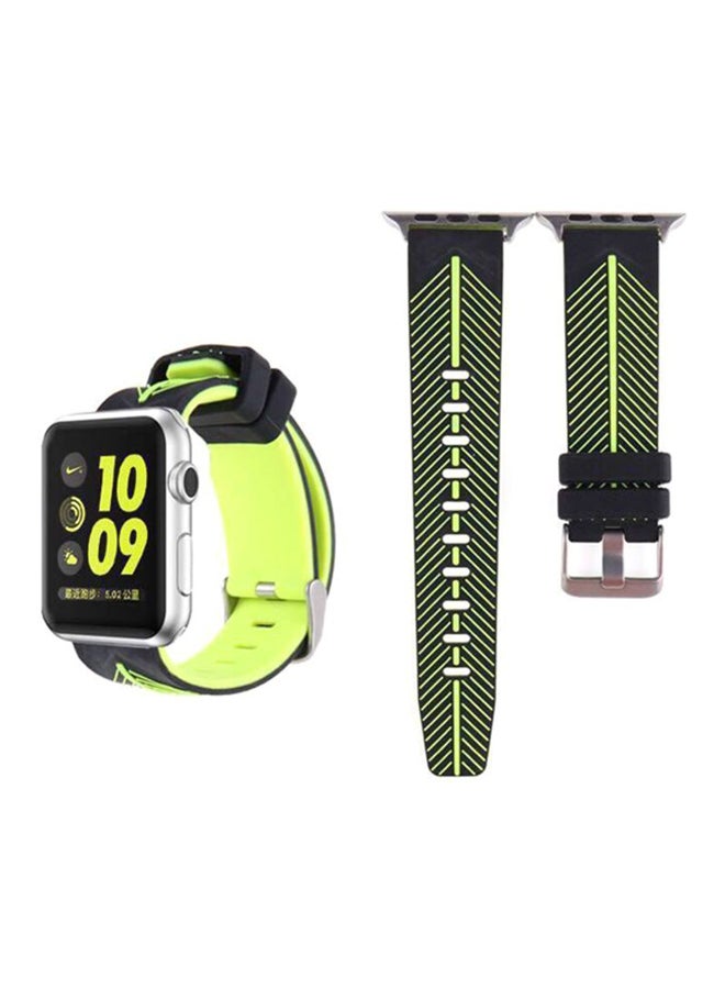 Ozone Silicone Strap For Apple Watch 40Mm Series 4 / 38Mm Series 3 / 2 / 1 Replacement Wristband - Black Green/Black - Image 2