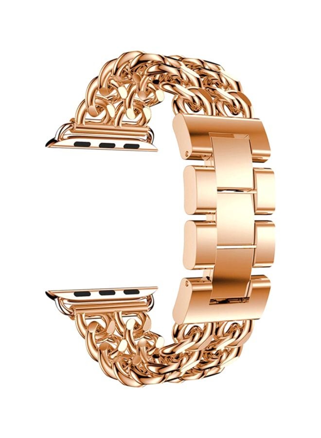 Voberry - Double Row Cowboy Chain Metal Replacement Band For Apple Watch Series 4 44mm Rose Gold - Image 1