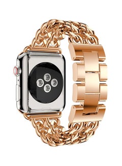 Voberry Double Row Cowboy Chain Metal Replacement Band For Apple Watch Series 4 44mm Rose Gold  - Image 2