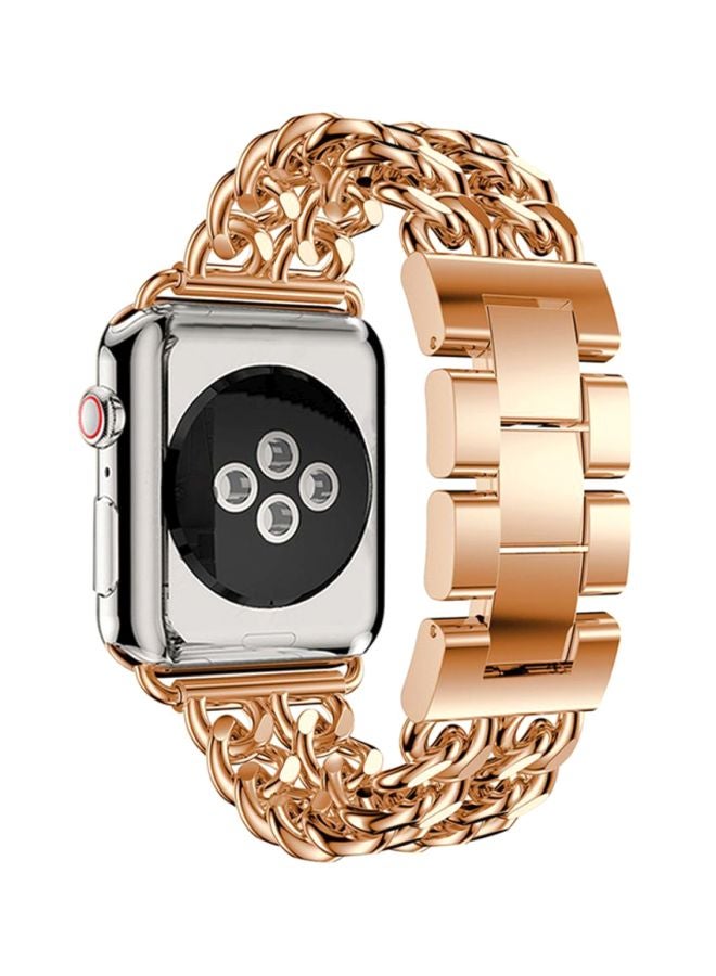 Voberry - Double Row Cowboy Chain Metal Replacement Band For Apple Watch Series 4 44mm Rose Gold - Image 1