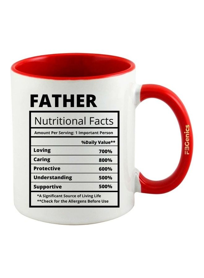 FBGenics Father Funny Nutritional Facts Printed Mug White/Black/Red - Image 1