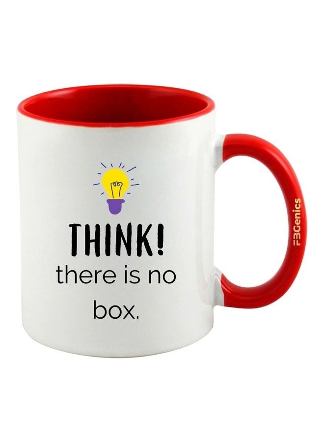 FBGenics Think There Is No Box Printed Mug White/Black/Red - Image 1