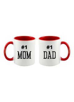 FBGenics 2-Piece Mom And Dad Printed Mug Set Red/White/Black  - Image 1