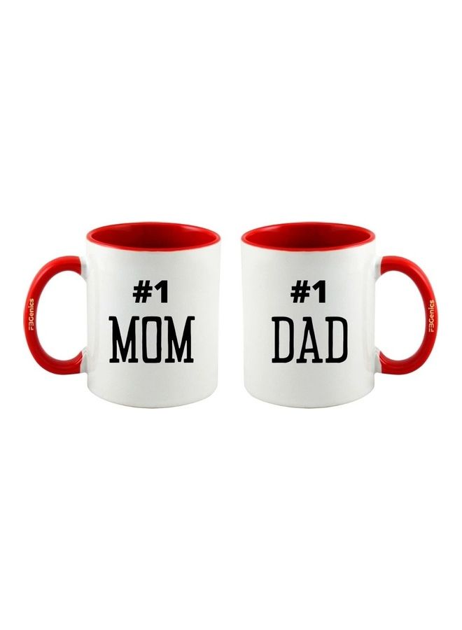 FBGenics 2-Piece Mom And Dad Printed Mug Set Red/White/Black - Image 1
