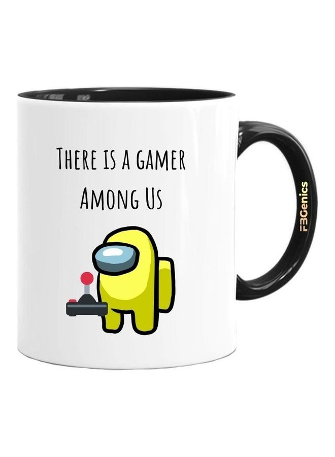اف بي جينيكس "مج مطبوع عليه عبارة "There Is A Gamer Among Us" أسود/ أبيض/ أصفر - Image 1