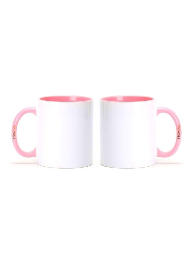 FBGenics 2-Piece Mom And Dad Printed Mug Set Pink/White/Black - Image 2