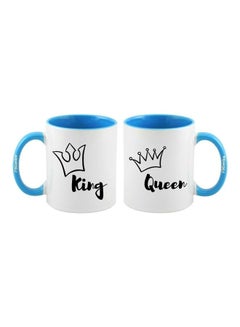 FBGenics 2-Piece King And Queen Printed Mug Blue/White/Black  - Image 1