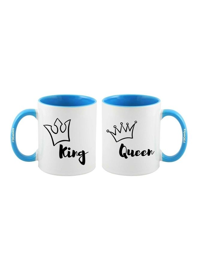 FBGenics 2-Piece King And Queen Printed Mug Blue/White/Black  - Image 1