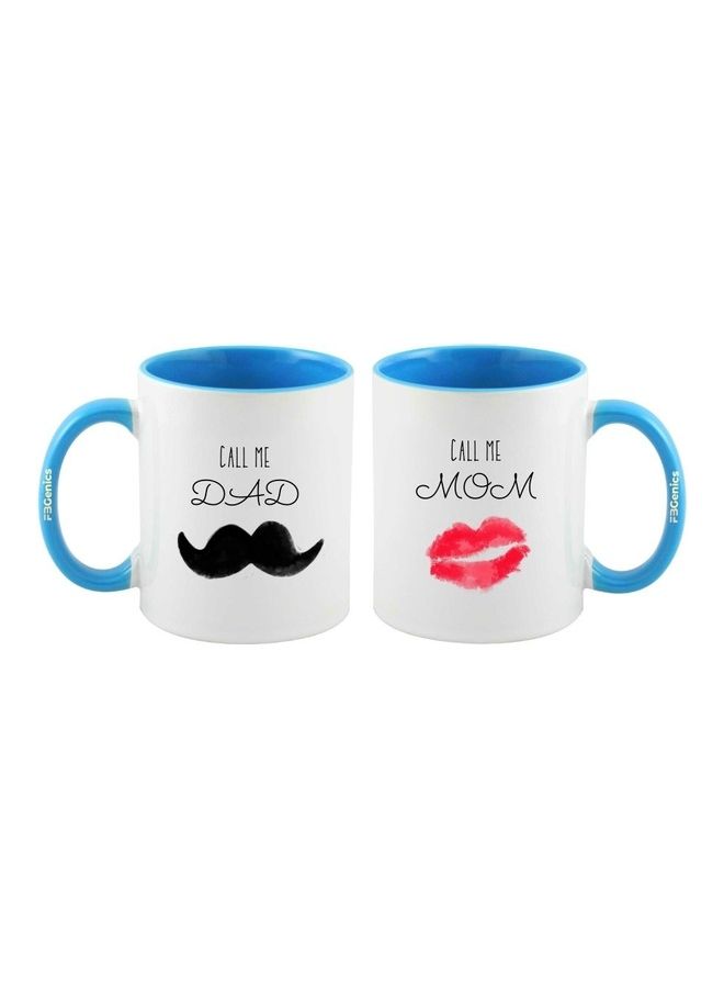 FBGenics 2-Piece Call Me Mom And Dad Printed Mug Blue/White/Black - Image 1