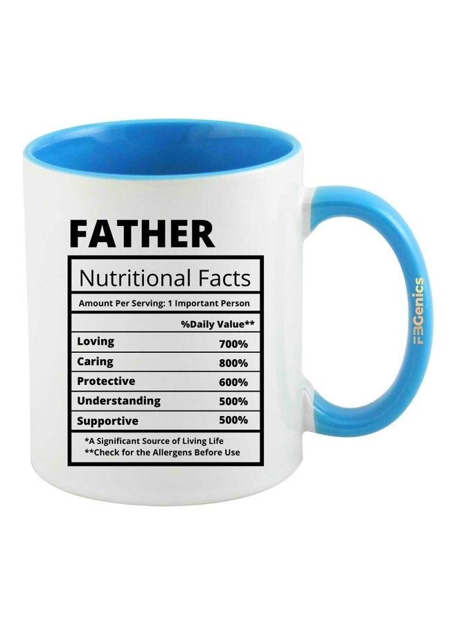 FBGenics Father Funny Nutritional Facts Printed Coffee Mug White/Blue/Black - Image 1