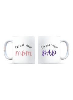 FBGenics 2-Piece Go Ask Your Mom And Dad Printed Mug Set White/Black/Purple  - Image 1