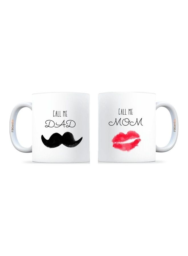 FBGenics 2-Piece Call Me Mom And Dad Printed Mug Set White/Black/Pink - Image 1