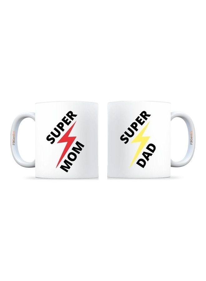 FBGenics 2-Piece Super Mom And Dad Printed Mug Set White/Black/Red - Image 1
