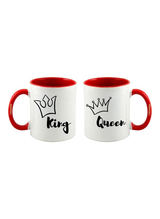 FBGenics 2-Piece King And Queen Printed Mug Set Red/White/Black - Image 1