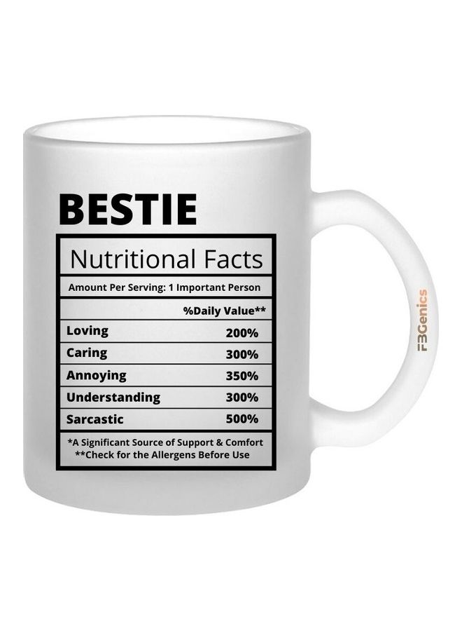 FBGenics Bestie Funny Nutritional Facts Frosted Coffee Mug White/Black - Image 1