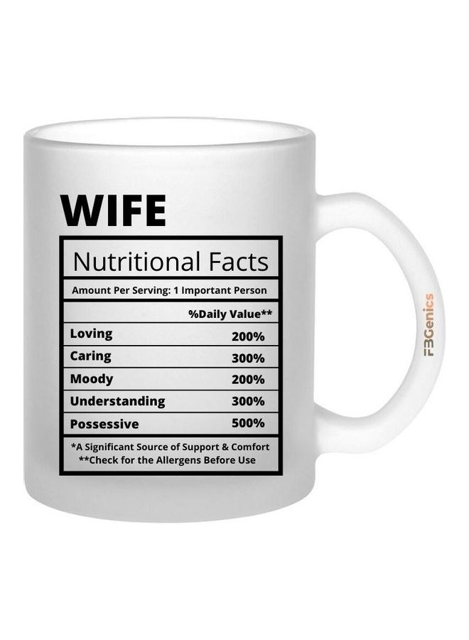 FBGenics Wife Funny Nutritional Facts Frosted Coffee Mug White/Black - Image 1
